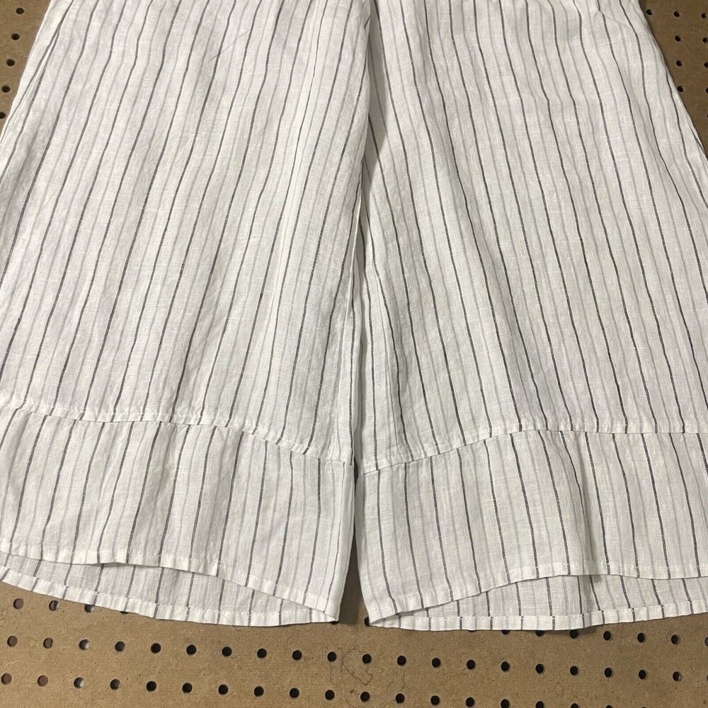 FLAX Balloon Wide Leg Cropped 100% Linen Pants Lagenlook P(4-6) White Women - Picture 3 of 10
